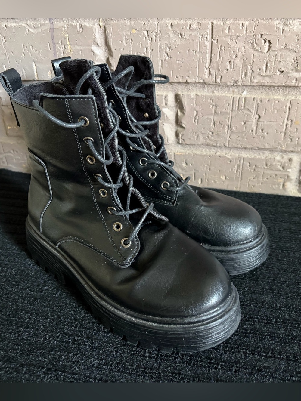 Black Platform Lace-Up Combat Boots (No Offers)